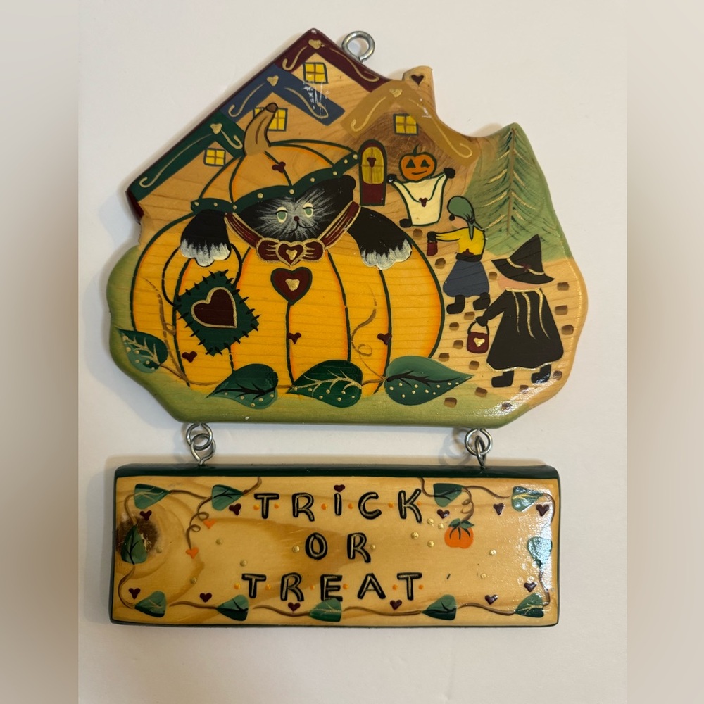 Halloween Trick Or‎ Treat Black Cat Pumpkin Witch Vintage Handmade JDI Inc. Y2K